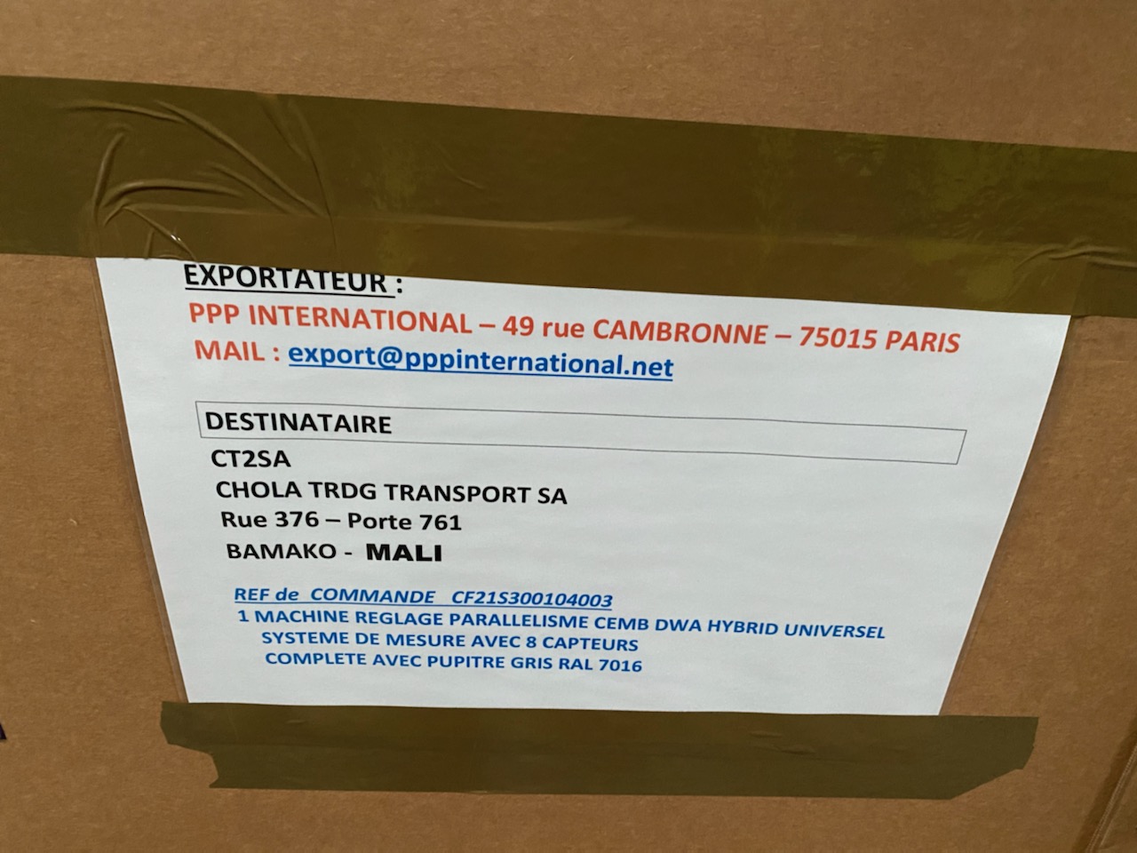 Etiquettage machine réglage parallélisme.